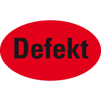 Organisationsetikett Defekt, oval, rot, Haftpapier, ablösbar, 90x53mm, 500/Rolle-Beschreibung lesen