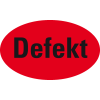 Organisationsetikett Defekt, oval, rot, Haftpapier, ablösbar, 90x53mm, 500/Rolle