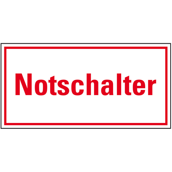 Hinweisschild Notschalter, Aluminium, 200x100mm Hinweisschild Notschalter, Aluminium, 200x100mm-Beschreibung lesen