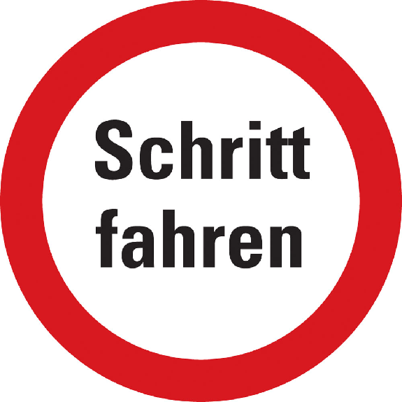 Verbotsschild Schritt fahren, praxisbewährt, Aluminium, Ø 400mm-Leggi tutto