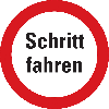 Verbotsschild Schritt fahren, praxisbewährt, Aluminium, Ø 400mm Verbotsschild Schritt fahren, praxisbewährt, Aluminium, Ø 400mm