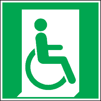 Rettungszeichen Rettungsweg Rollstuhlfahrer rechts, Folie, selbstklebend, 150x150mm, ISO 7010-Beschreibung lesen