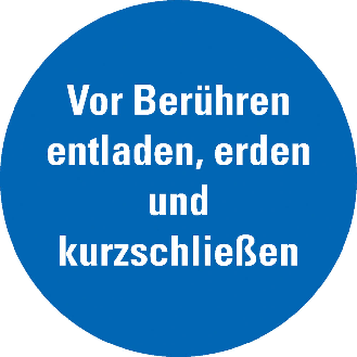 Gebotsschild Vor Berühren entladen erden..., praxisbewährt, Folie, Ø 100mm-Beschreibung lesen