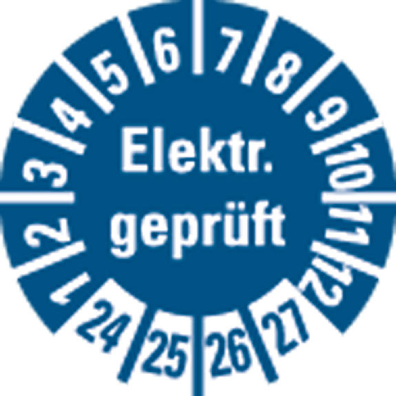 Prüfplakette Elektr.geprüft, 24-27, blau, Folie, selbstklebend, Ø10mm, 500/Rolle Prüfplakette Elektr.geprüft, 24-27, blau, Folie, selbstklebend, Ø10mm, 500/Rolle-Beschreibung lesen