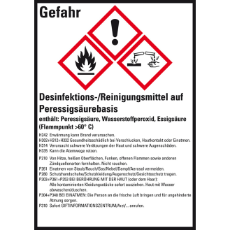GHS-Etikett Desinfektion-/Reinig.., GefStoffV/GHS/CLP, Folie, 74x52mm, 10/Bogen-Beschreibung lesen