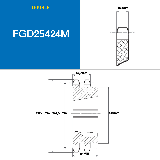 CMW - Rueda dentada con cubo desmontable 3020 - Dentado doble - 16B2 - 24 dientes - Paso 25,4 mm-Leer más