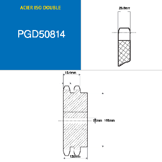 CMW - Rueda dentada pretaladrada - Acero - Dentado doble - 32B2 - 14 dientes - Paso 50,8 mm con agujero de 35 mm-Leer más
