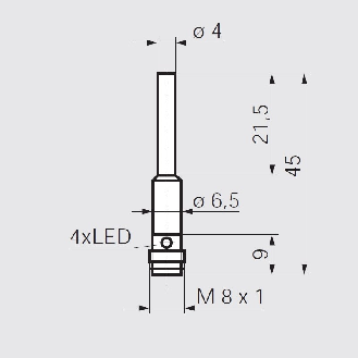 DPI D04 PNP NO P0,8mm noyé 45(21.5)mm Inox 10-30Vdc / M08 3P - IFRM 04P1501/S35L-Lire la description