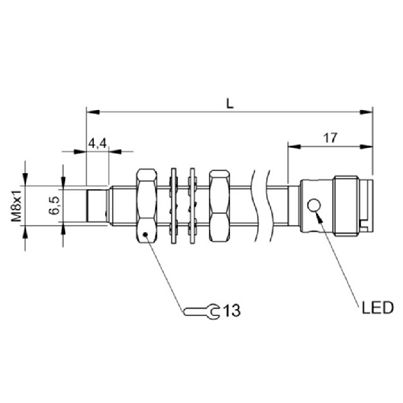 DPI M08 PNP NO P6mm non noyé 63(41,6)mm Inox 10-30Vdc / M12 4P - BES M08EH1-PSC60F-S04G (BES058J)-Lire la description