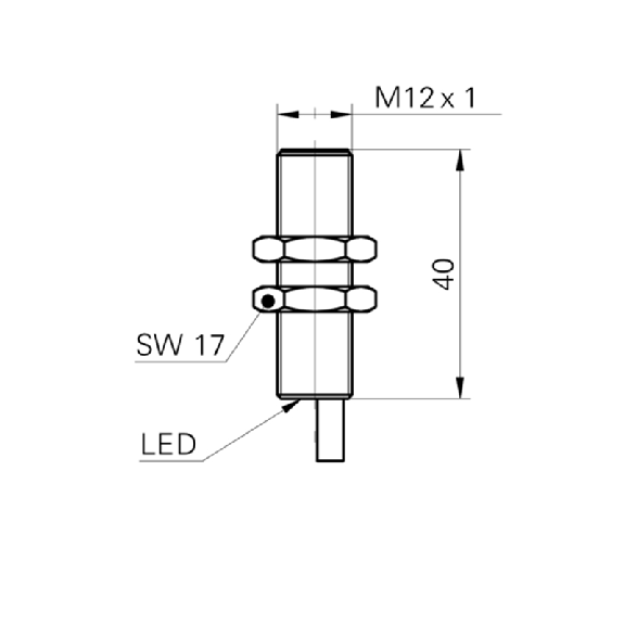 DPI M12 PNP NO P4mm noyé 40mm Laiton 10-30Vdc / Câble 8m PUR - IFRM 12P1702/PL/0800-Lire la description