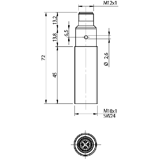 DPI M18 PNP/NPN NO+NF P5mm noyé 72(45)mm Laiton M12 4P - PK3/00-1H-Lire la description