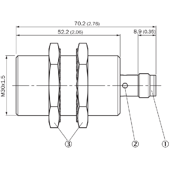 DPI M30 PNP NO P15mm noyé IO-Link 70(52)mm Inox V2A / M12 4P - IMB30-15BPSVC0S-Lire la description