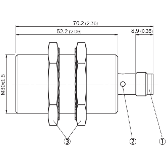DPI M30 PNP NO P15mm noyé IO-Link 70(52)mm Inox V2A / M12 4P - IMB30-15BPSVC0S-Lire la description