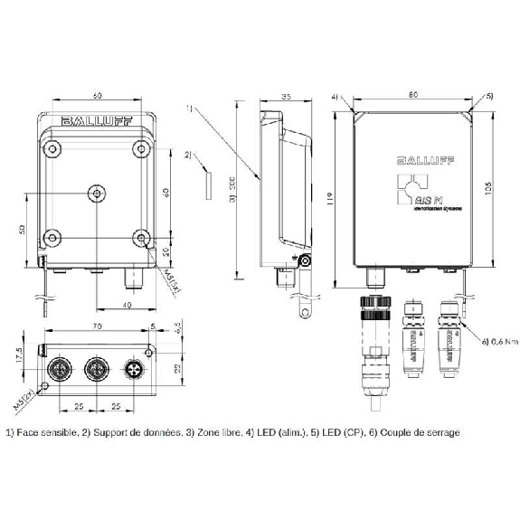 Tête lecture/écriture HF (13,56 MHz), unité d'exploitation, PROFINET Tête lecture/écriture HF (13,56 MHz), unité d'exploitation, PROFINET-Lire la description