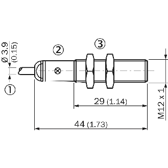 DPI M12 PNP NO P6mm quasi-noyé 44(29)mm Laiton / Câble 3m PVC - IME12-06BPSZW3K-Lire la description