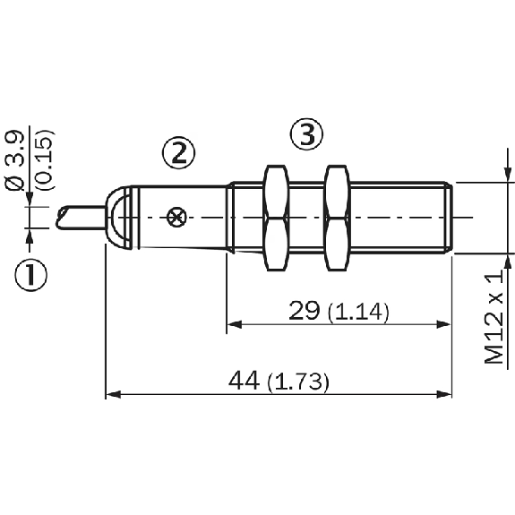 DPI M12 PNP NO P6mm quasi-noyé 44(29)mm Laiton / Câble 3m PVC - IME12-06BPSZW3K-Lire la description