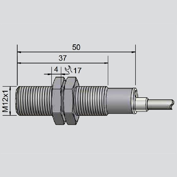 DPI Ex M12 PNP NO P2mm noyé 50(37)mm Inox / Câble 5m - IAS-10-A12-S-M12-PTFE/VAb-Z05-0-2G-1/2D, ATEX-Lire la description