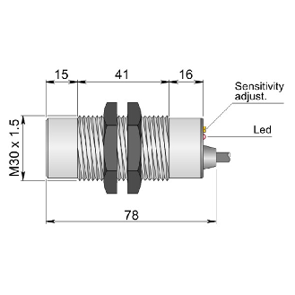 DPC M30 PNP NO+NF P25mm non noyé 78(41)mm Plast. 10-55Vdc / C3m PVC - SC30SP-CE25 PNP NO+NC-Lire la description