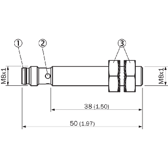 DPI M08 PNP NO P2mm noyé 50(38)mm Tout-inox V2A 10-30Vdc / M08 3P - IMI08-02BPSVT0S-Lire la description