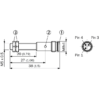 DPI M05 NPN NO P1.5mm noyé IO-Link 38(20)mm Inox V2A / M08 3P - IMM05-1B5NSVT0S-Lire la description
