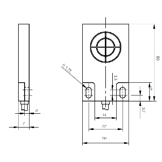 DPC Rect. NPN NO P5mm noyé 30x50x7mm Plast. 5Vdc Câble 2m PVC - CQ50/AN-1A-Lire la description