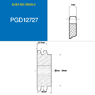 CMW - Rueda dentada pretaladrada - Acero - Dentado doble - 08B2 - 27 dientes - Paso 12,7 mm con agujero de 20 mm-Leer más