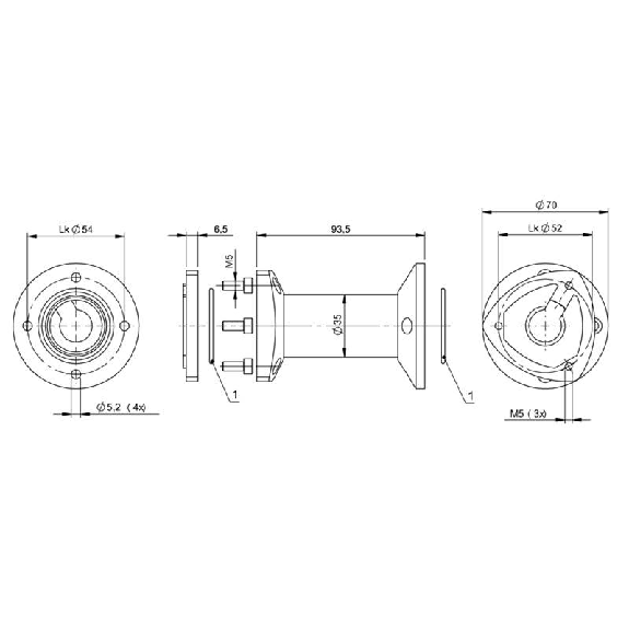Pied de smartlight montage toit Ø70mm H=100mm - BAM MB-NI-017-100-1 (BAM026K) Pied de smartlight montage toit Ø70mm H=100mm - BAM MB-NI-017-100-1 (BAM026K)-Lire la description