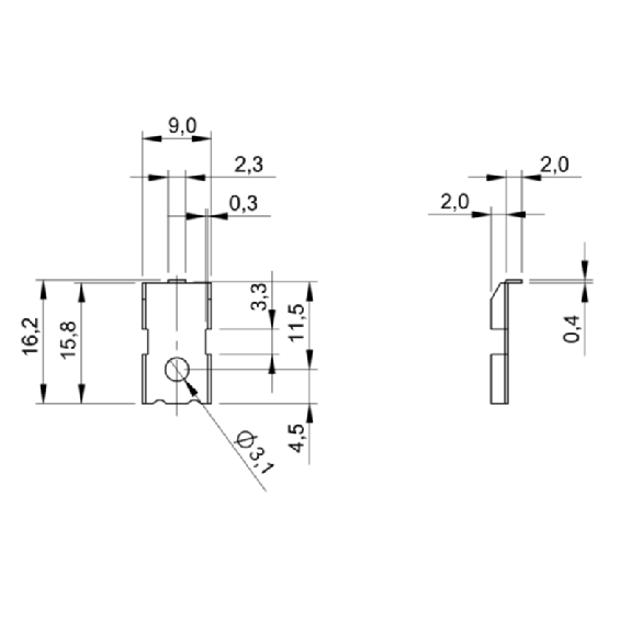 Fixation pour capteurs inductifs BES R04, 4x16,2x9mm, inox - BES R04-MF-01 (BAM00K3) Fixation pour capteurs inductifs BES R04, 4x16,2x9mm, inox - BES R04-MF-01 (BAM00K3)-Lire la description