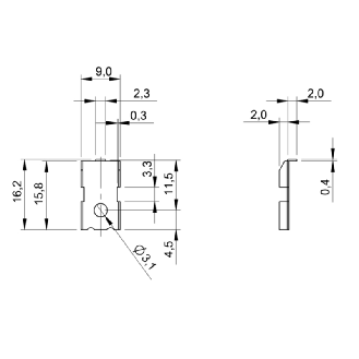 Fixation pour capteurs inductifs BES R04, 4x16,2x9mm, inox - BES R04-MF-01 (BAM00K3)-Lire la description
