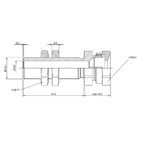 Suppport pour détecteur Ø8mm ou M08, Laiton PTFE, Ø17x48,5mm - BES 08,0-KH-2L/W (BAM00AF) Suppport pour détecteur Ø8mm ou M08, Laiton PTFE, Ø17x48,5mm - BES 08,0-KH-2L/W (BAM00AF)-Lire la description