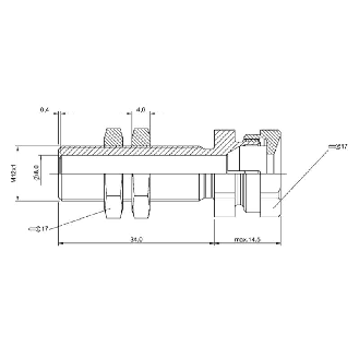 Suppport pour détecteur Ø8mm ou M08, Laiton PTFE, Ø17x48,5mm - BES 08,0-KH-2L/W (BAM00AF)-Lire la description