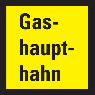 Feuerwehrzeichen Gashaupthahn, Aluminium RA0, reflektierend, 250x250mm, DIN 4066, nach StVO-Beschreibung lesen