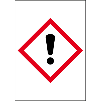 Gefahrensymbol Ausrufezeichen GHS 07, Folie, selbstklebend, 18x26mm, 10/Bogen, GHS-Verordnung-Beschreibung lesen