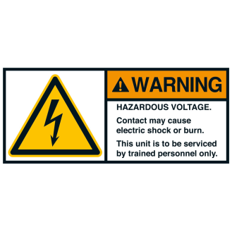 ANSI-Aufkleber WARNING Hazardous voltage.Contact may.,UL anerk.,45x100mm,2/Bogen-Beschreibung lesen