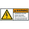 ANSI-Aufkleber WARNING Hazardous voltage.Contact may.,UL anerk.,45x100mm,2/Bogen