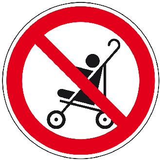 Verbotszeichen Kinderwagen verboten, DIN, Folie, selbstklebend, Ø 100mm-Beschreibung lesen