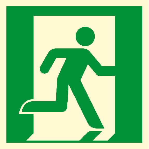 PERMALIGHT power langnachleuchtend Rettungszeichen Rettungsweg/Notausgang rechts, Aluminium, 100x100mm, ASR-Beschreibung lesen