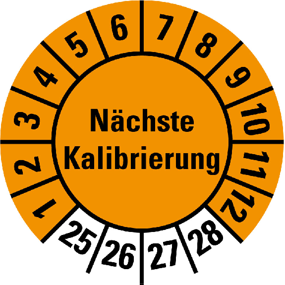 Prüfplakette Nächste Kalibrierung,25-28,orange,Folie,selbstkl.,Ø 15mm,10/Bogen Prüfplakette Nächste Kalibrierung,25-28,orange,Folie,selbstkl.,Ø 15mm,10/Bogen-Beschreibung lesen