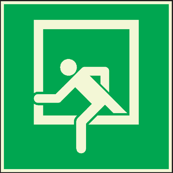 PERMALIGHT power langnachleuchtend Rettungszeichen Notausstieg, ASR/DIN, Folie, selbstklebend, 200x200mm-Beschreibung lesen