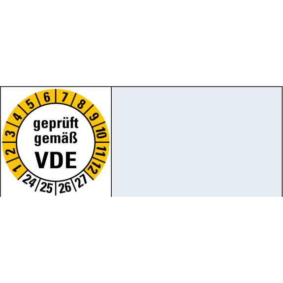 Kabelprüfplakette geprüft gemäß VDE, 24-27,Folie,selbstklebend,20x100mm,8/Bogen Kabelprüfplakette geprüft gemäß VDE, 24-27,Folie,selbstklebend,20x100mm,8/Bogen-Beschreibung lesen