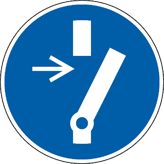 Gebotsschild Vor Wartung oder Reparatur freischalten, Aluminium, Ø 200mm, ASR A1.3, DIN EN ISO 7010 M021-Beschreibung lesen