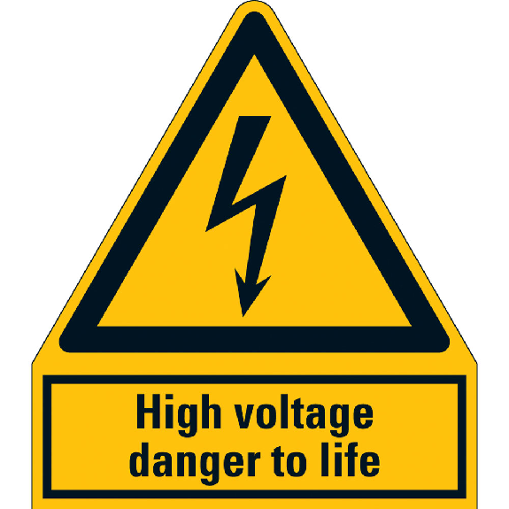Warn-Kombischild High voltage danger to life, Resopal, 210x240mm, ASR A1.3, DIN EN ISO 7010 W012 Warn-Kombischild High voltage danger to life, Resopal, 210x240mm, ASR A1.3, DIN EN ISO 7010 W012-Beschreibung lesen