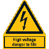 Warn-Kombischild High voltage danger to life, Resopal, 210x240mm, ASR A1.3, DIN EN ISO 7010 W012