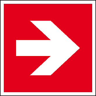 Brandschutzzeichen Richtungsangabe, Folie, selbstklebend, 200x200mm, ASR A1.3, DIN EN ISO 3864-Beschreibung lesen