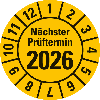 Prüfplakette Nächster Prüftermin 2026,gelb,Folie,selbstkl.,Ø 20mm,10/Bogen Prüfplakette Nächster Prüftermin 2026,gelb,Folie,selbstkl.,Ø 20mm,10/Bogen