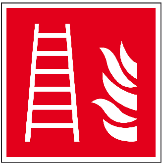 Brandschutzschild Feuerleiter, Folie, selbstklebend, 200x200mm, ASR A1.3, DIN EN ISO 7010 F003-Beschreibung lesen