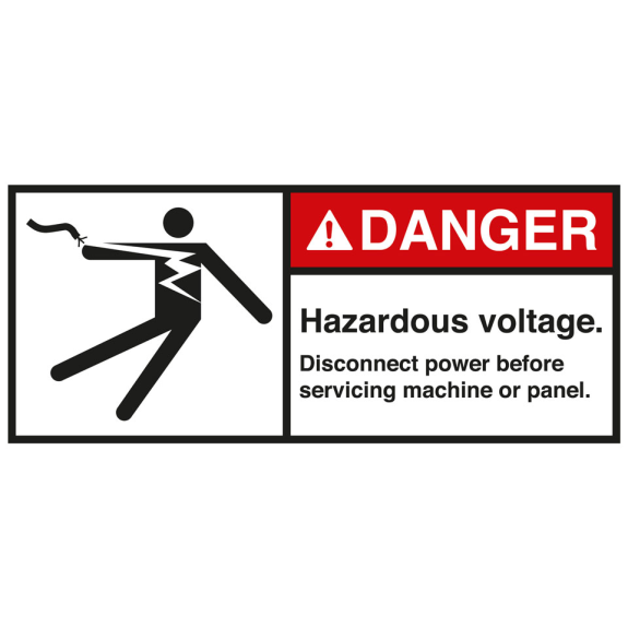 ANSI-Aufkleber DANGER Hazard.voltage/Disconnect,UL anerk.,Folie,45x100mm,2/BOG-Beschreibung lesen