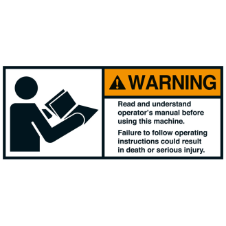 ANSI-Aufkleber WARNING Read + understand,UL anerk.,Folie,45x100mm,2/BOG-Beschreibung lesen