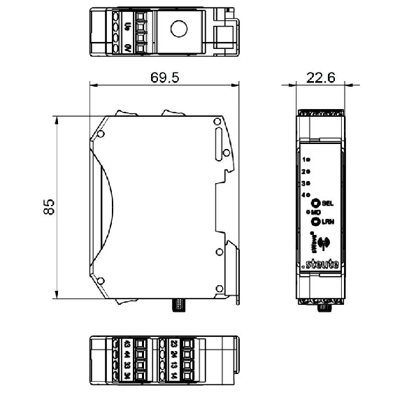 Récepteur 4-voies pour technologie SW868 - 1363011 | RF Rx SW868 4S 24VDC-Lire la description