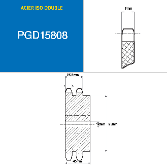 CMW - Rueda dentada pretaladrada - Acero - Dentado triple - 10B2 - 8 dientes - Paso 15,8 mm con agujero de 12 mm-Leer más